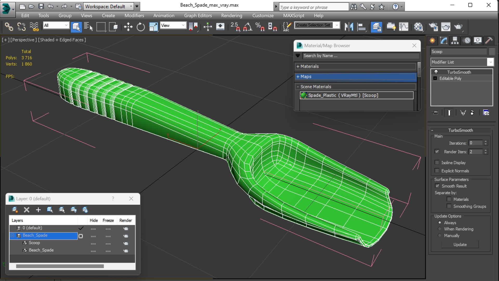 3D Beach Spade - TurboSquid 2132429