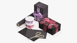 Gift Wrapping Set with Scissors2 3D model