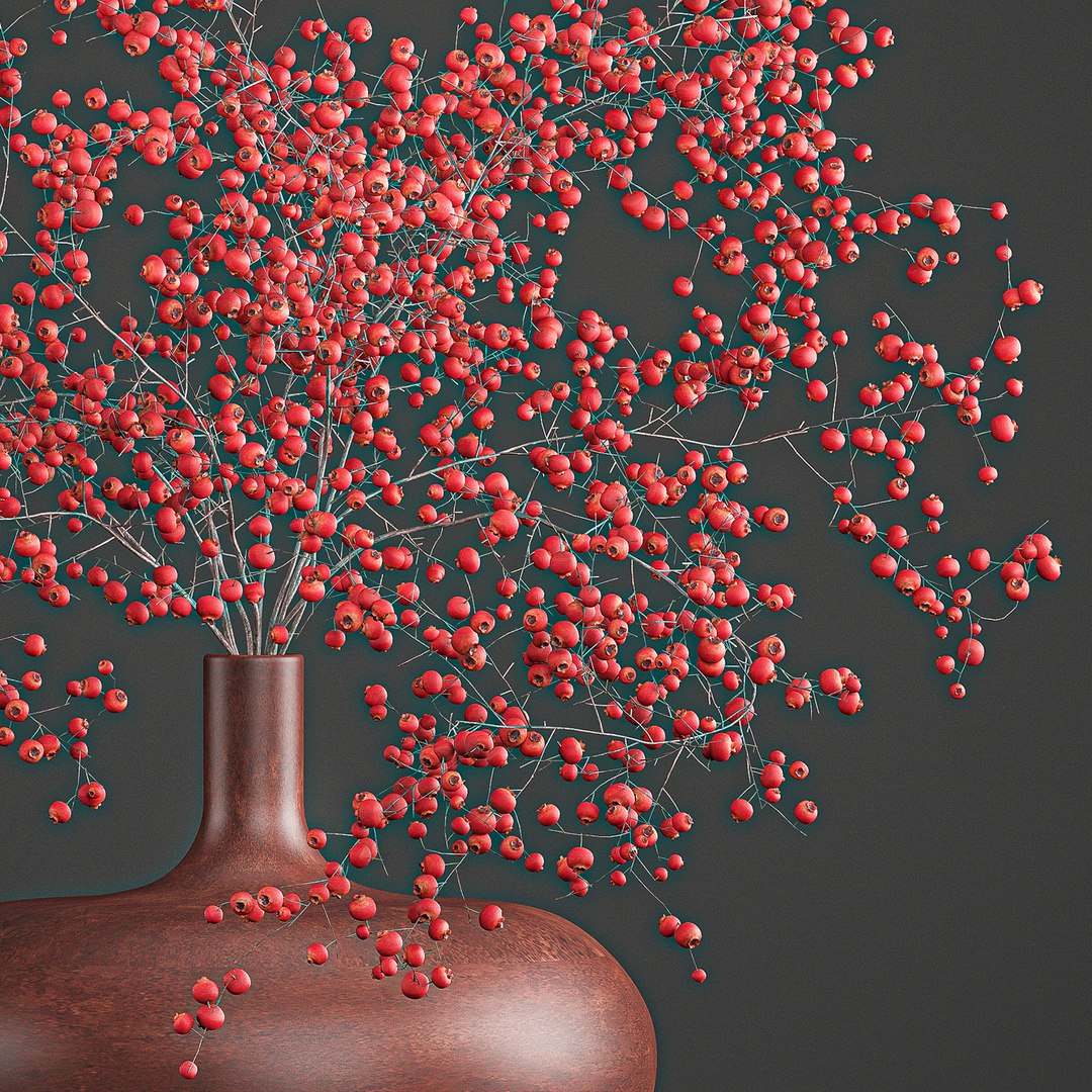 3D Decorative Branches Vase Red TurboSquid 1562061