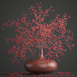 3D decorative branches vase red