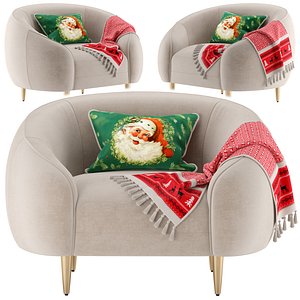 Trudy armchair with Christmas pillow and blanket 3D