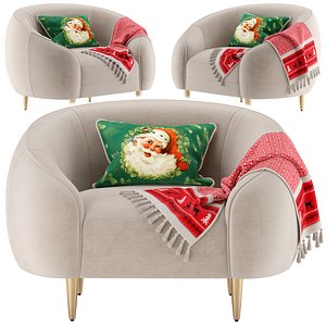 Trudy armchair with Christmas pillow and blanket