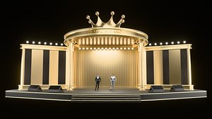 3D Gold Crown Award Ceremony Event Stage Backdrop model