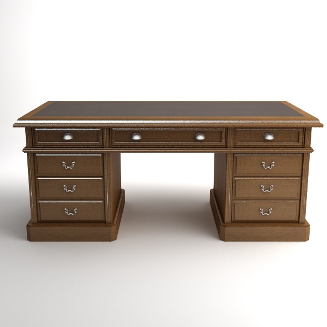 3ds Max Desk Wooden Photorealistic