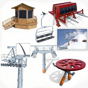 3D model Modular Ski Lift Asset Pack