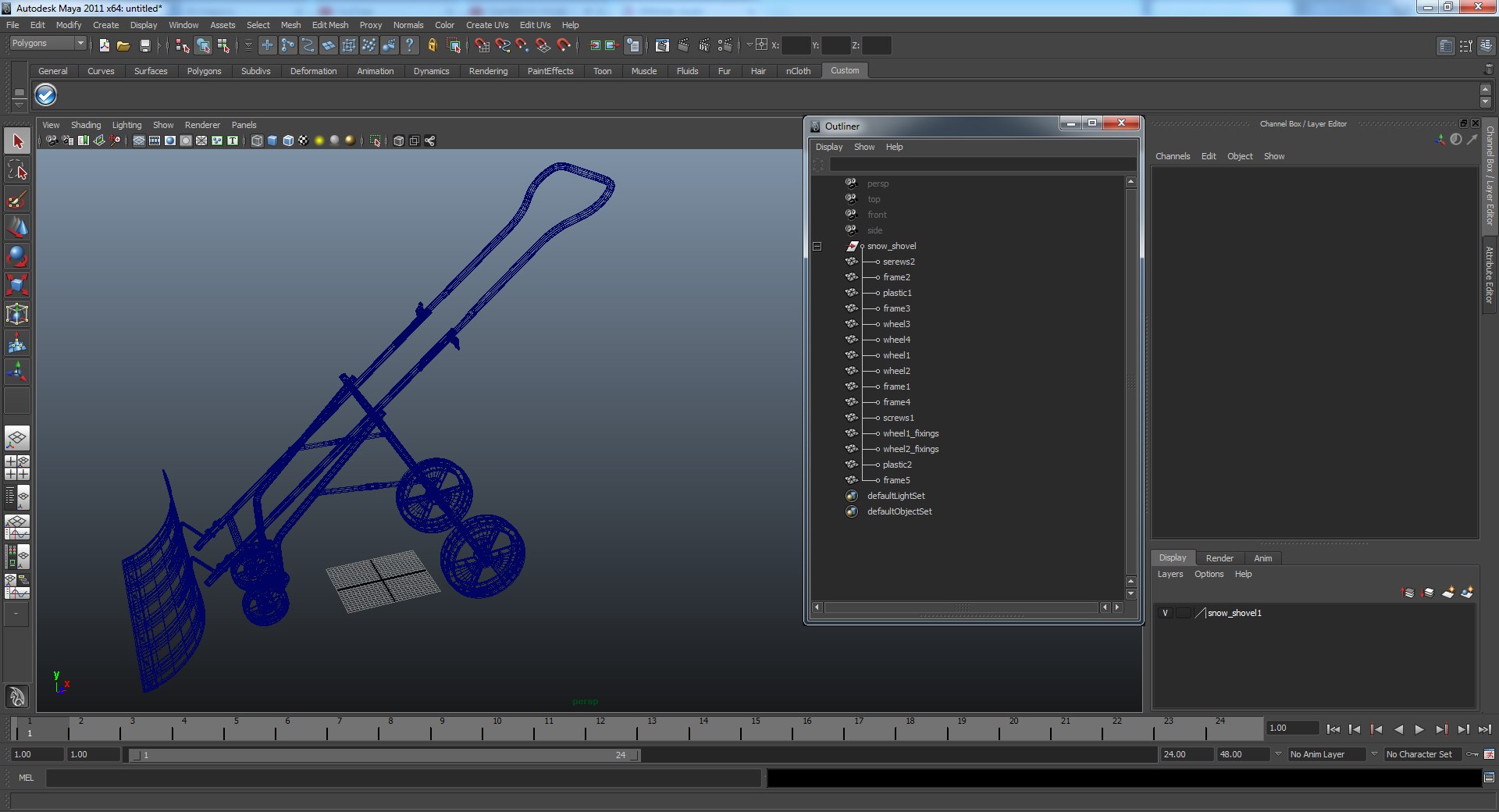 Rolling Snow Shovel 3D Model 3D model preview