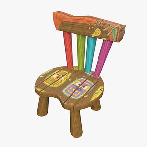 Cartoon Chair Rigged low poly 3D model