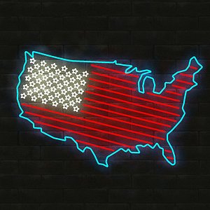 3D neon usa flag