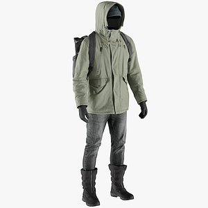 Men's Pants with Boots, Pullover, Coat, Gloves, Hat and Backpack 13