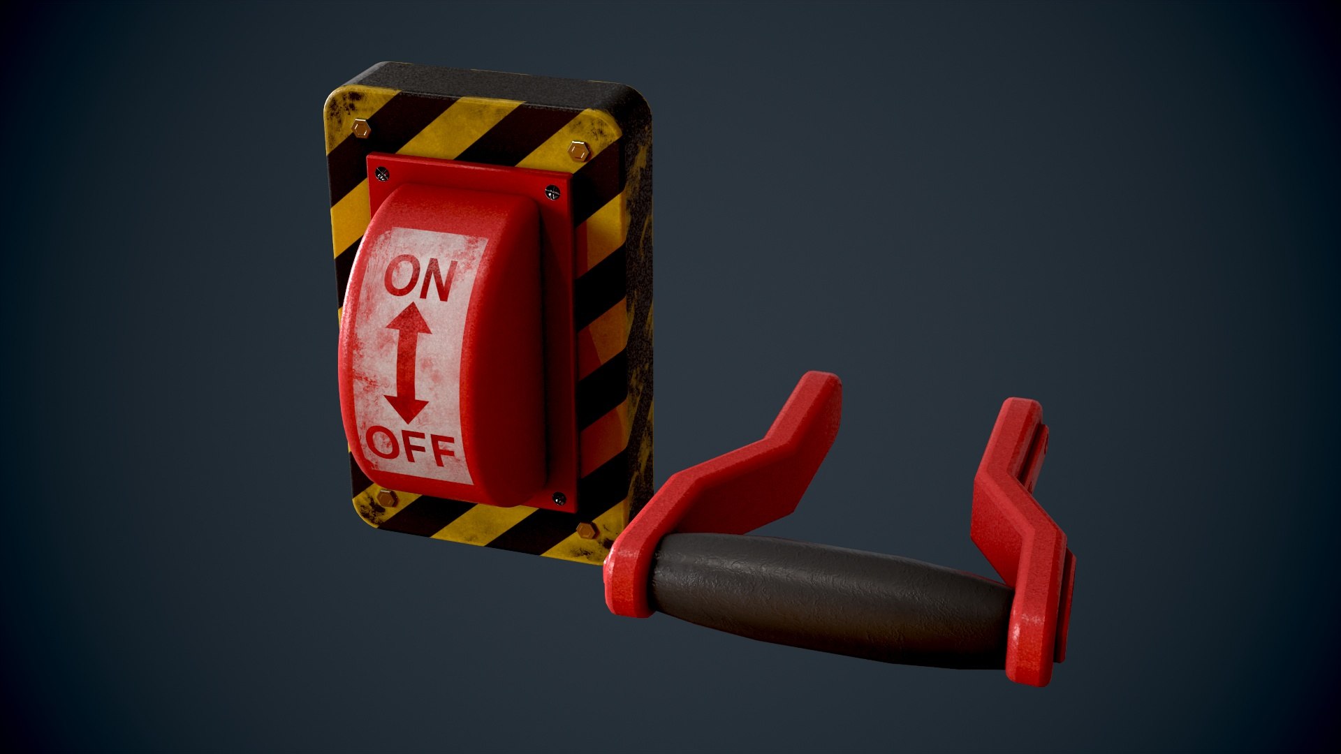 Sci Fi Red Lever Power Switch Model - TurboSquid 2001837