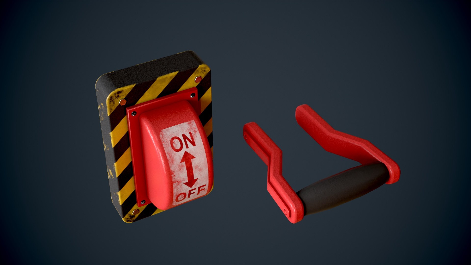 Sci Fi Red Lever Power Switch Model - TurboSquid 2001837