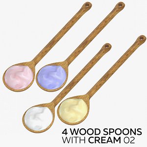 4 Wood Spoons with Cream 02