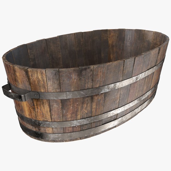 3D realistic wooden bath pbr model