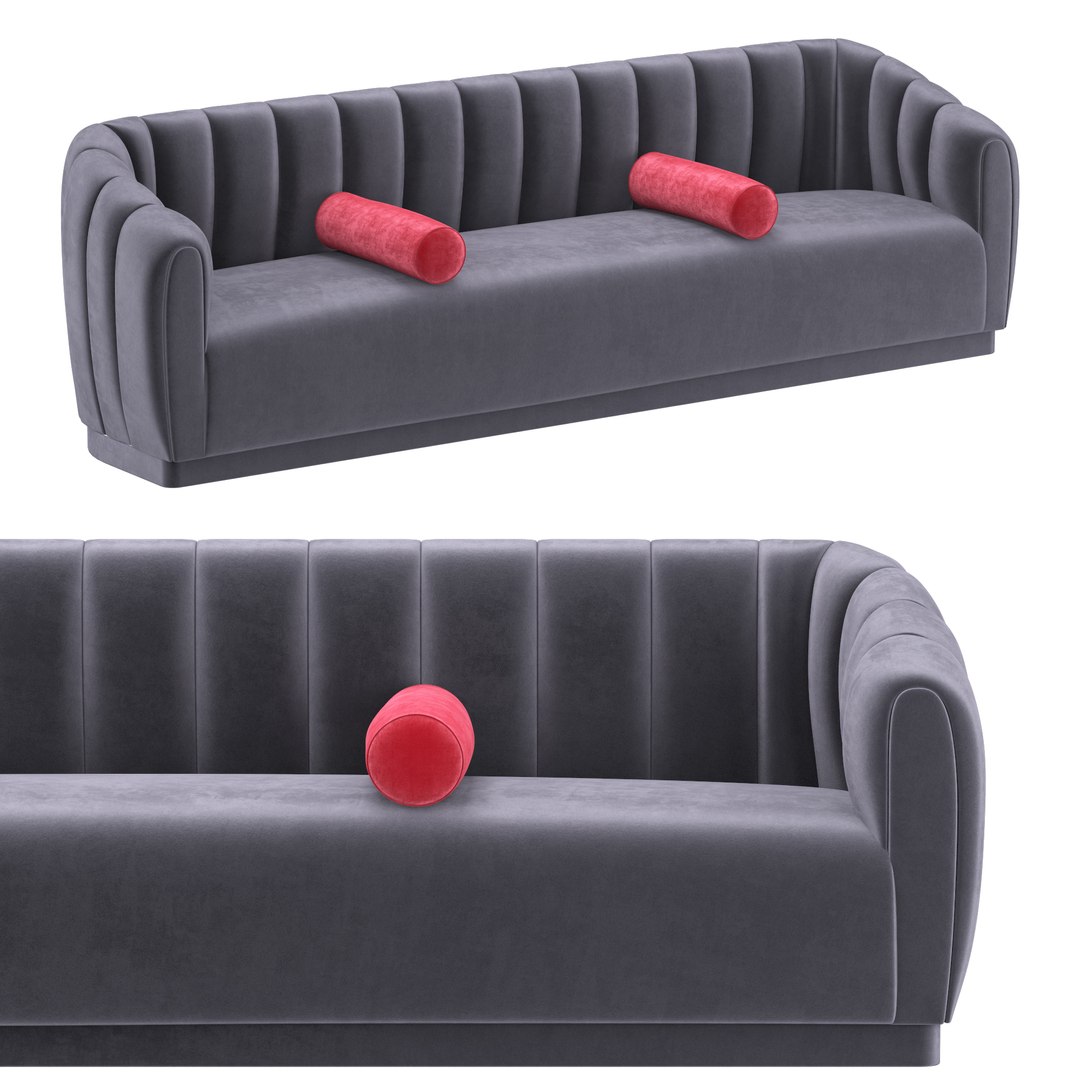 ARNO GREY VELVET SOFA Model TurboSquid 1955501
