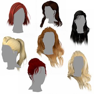 3D hair classic hairstyles low-poly