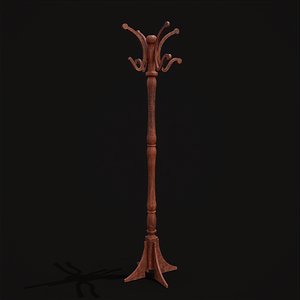 Ornate Wooden Coat Rack 3D model