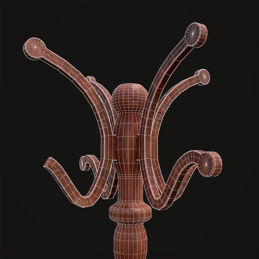 Ornate Wooden Coat Rack 3D Model - TurboSquid 1961778