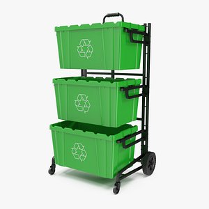 Triple Bin Recycling Cart with Bins