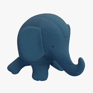 Blue Elephant Stuffed Toy 3D model