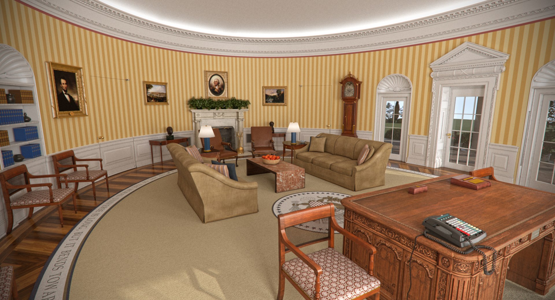 White House Oval Office Architecture 3d Max