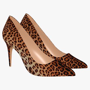 Leopard Print Shoes High Heels 3D model