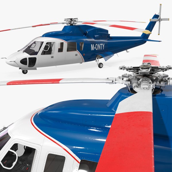 modelo 3d Helicóptero de pasajeros VIP Sikorsky S-76 azul y blanco ...