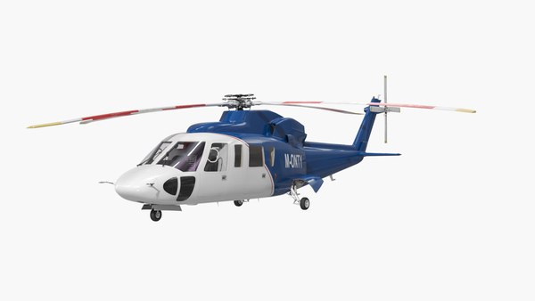 modelo 3d Helicóptero de pasajeros VIP Sikorsky S-76 azul y blanco ...