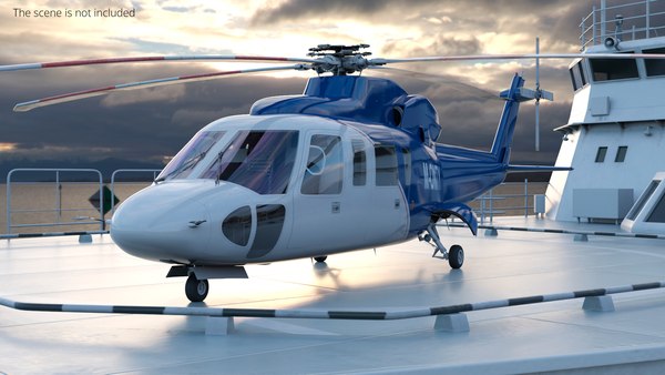 modelo 3d Helicóptero de pasajeros VIP Sikorsky S-76 azul y blanco ...