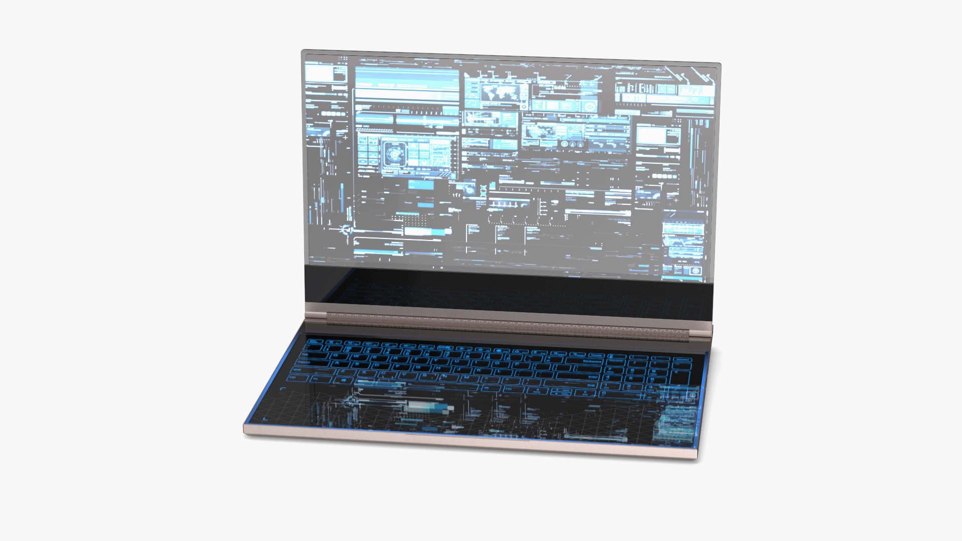 Futuristic Holographic Laptop 3D model preview