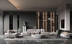 Living Room Interior Scene 3 3D model model