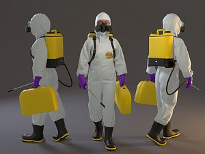 3D female biohazard suit acc