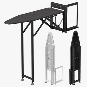 Ironing board for wardrobe Starax folding anthracite 3D