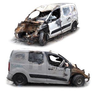 3D the burnt-out car