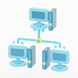 Local Area Network 3d icon represented with Multiple connected computers