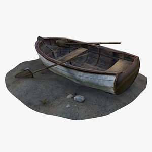 3D Wooden Row boat