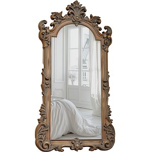 Classic Luxurious Full Length standing Floor Mirror Carved Frame 3D model 3D model
