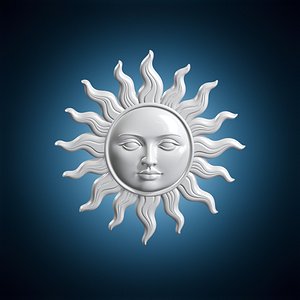 3D Celestial Sun Face with Wavy Rays 3D Print Model