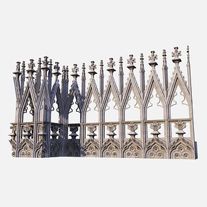 3D Modular Gothic Balustrade Stone Set