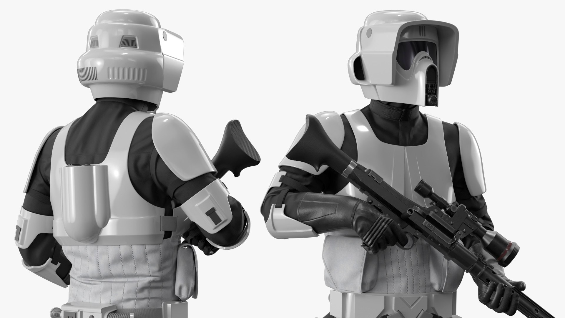 Star Wars White Trooper Loadout Standing Guard Position 3D model preview