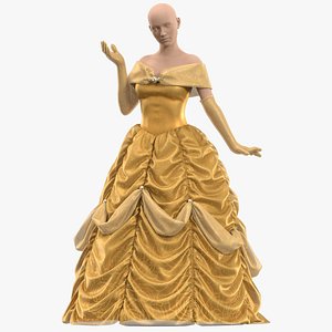 Belle princess dress with texture 3D model