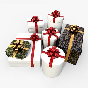 Gift Boxes - Rosette Ensemble 3D model