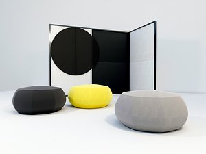 3D model ottomans folding screen