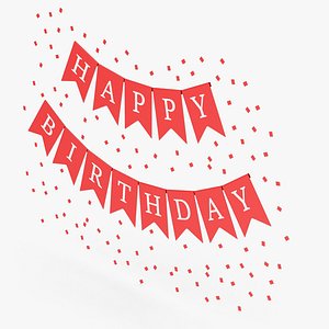 3D Happy Birthday Banner model