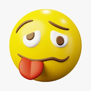 Drunk or Stupid Face Emoticon Emoji or Smiley model