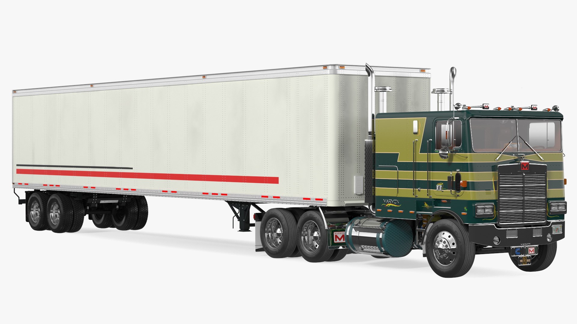 Marmon Truck With Semi Trailer 3D model preview