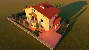 3D classic triplex house details