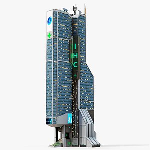 Sci-Fi Futuristic Hospital Skyscraper Tower PBR 18 3D model