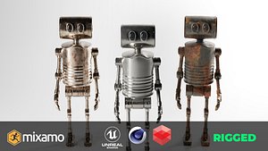 Game Ready Stylized Retro Robot Mixamo Ready model
