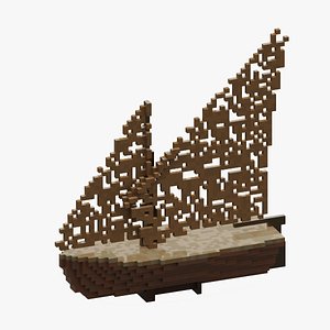 3D model Voxel Wooden Ship
