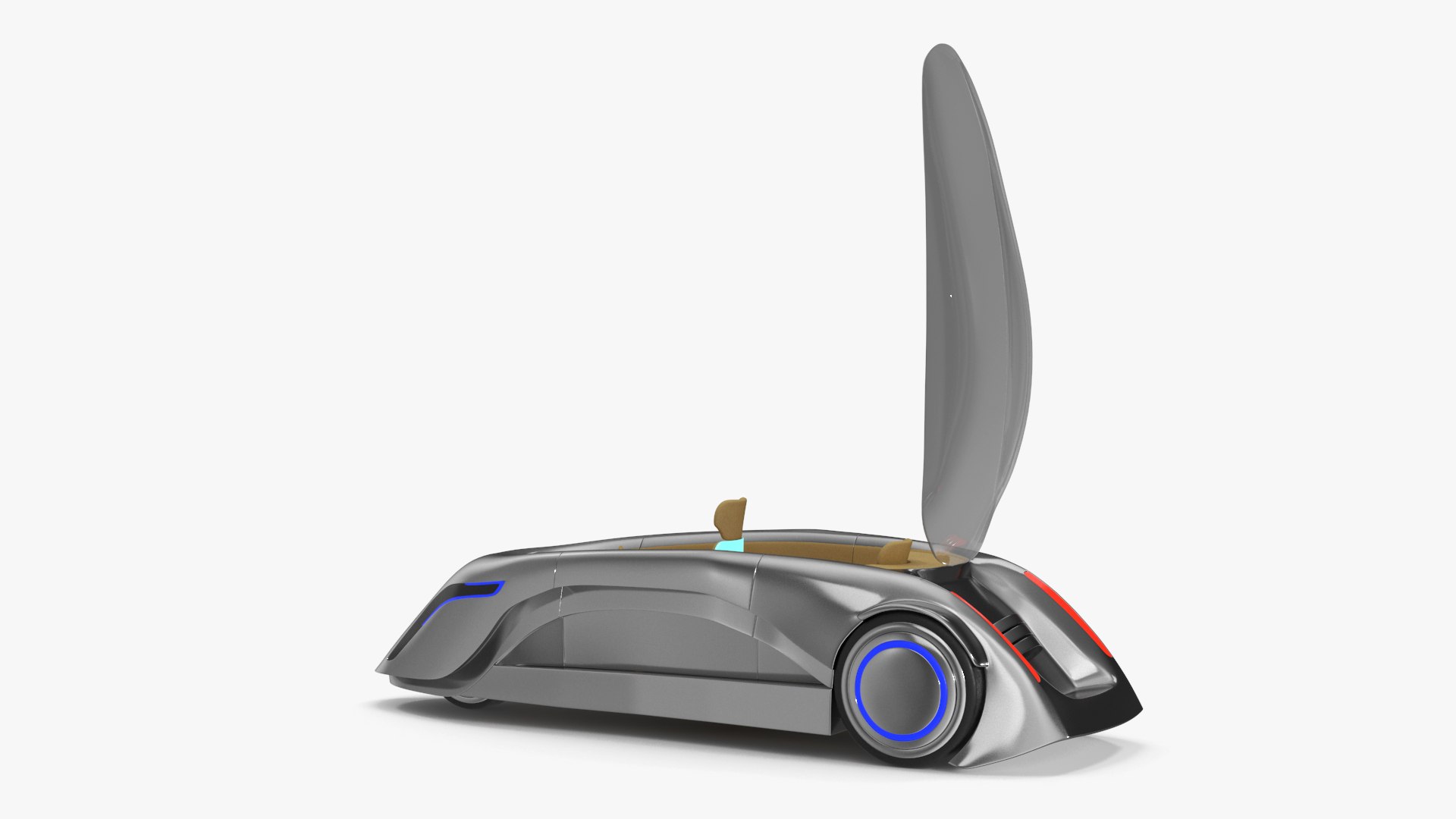 Sci-fi Car Trike Metallic Rigged for Cinema 4D 3D model preview